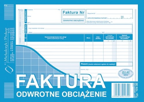 FAKTURA ODWROTNE OBCIĄŻENIE A5 109-3E WIELOKOPIA M&P