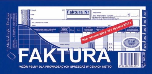FAKTURA NETTO PEŁNA 1/3 A4 105-8E M&P O+K