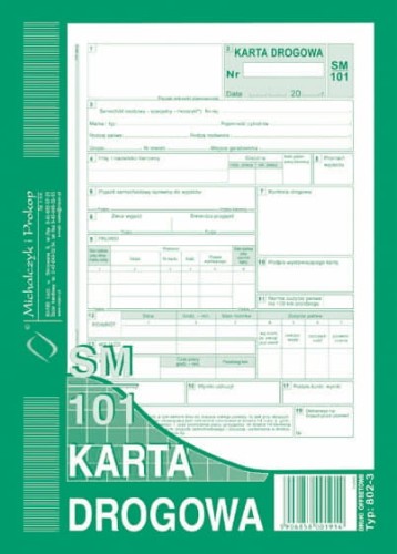 KARTA DROGOWA SAMOCHÓD OSOBOWY A5 802-3 SM-101 M&P