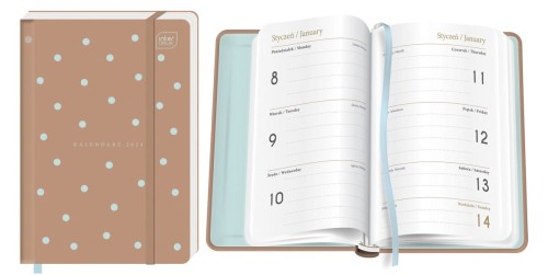 KALENDARZ KSIĄŻKOWY A6 TN2S 192 STR. Z GUMKĄ MAT+UV BLUE DOTS INTERDRUK