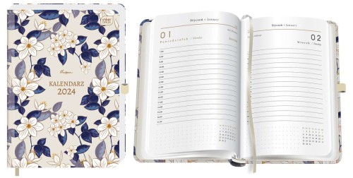 KALENDARZ KSIĄŻKOWY A5 DNS 384 STR. Z GUMKĄ MAT+UV BLOOM INTERDRUK