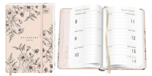 KALENDARZ KSIĄŻKOWY A6 TN2S 192 STR. Z GUMKĄ MAT+UV RETRO INTERDRUK