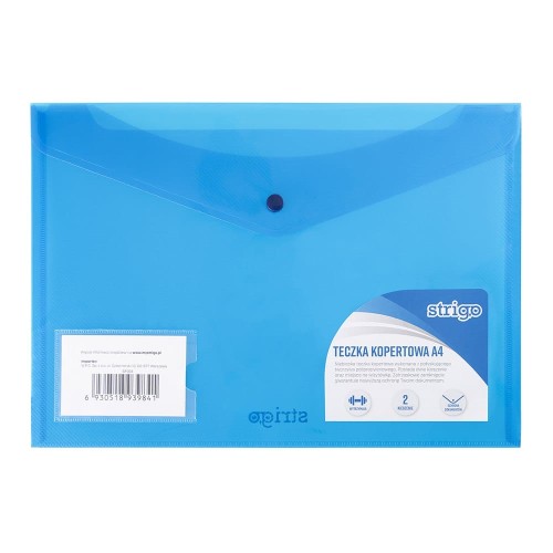Teczka kopertowa na zatrzask A4 SF003 NIEBIESKA 2 KIESZENIE STRIGO