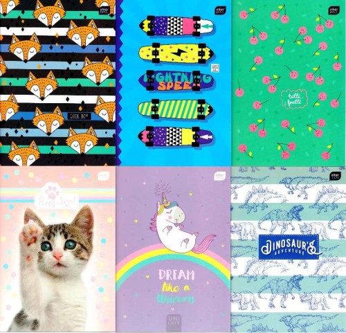 Zeszyt do nauki pisania A4 32 kartki kolorowa trzylinia Pion MIX INTERDRUK