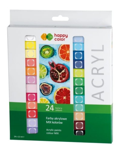 Farby akrylowe 24 kolorów 12ml HA 7370 0012-K24 Happy Color
