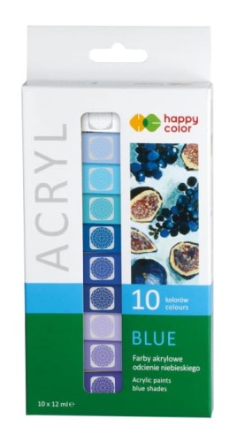 Farby akrylowe 10 kolorów 12ml HA 7370 0012-B10 odcienie niebieskiego Happy Color