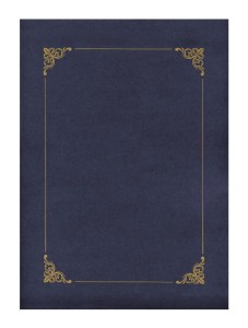 Okładka na dyplom A4 220415 granat złota ramka Galeria Papieru