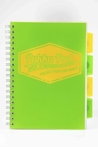 KOŁOZESZYT PP B5 # 100K 80G 7297-NEO (SQ) PROJECT BOOK NEON ZIELONY PUKKA PAD