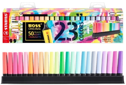 ZAKREŚLACZ KOMPLET 23KOL STABILO BOSS ORIGINAL 7023-01-5 W ETUI + PODSTAWKA