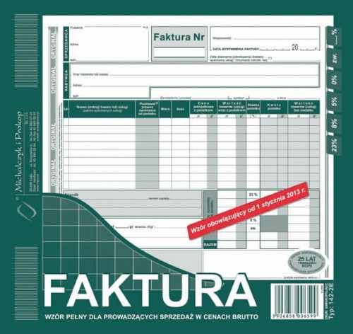 FAKTURA BRUTTO PEŁNA 2/3 A4 142-2E M&P