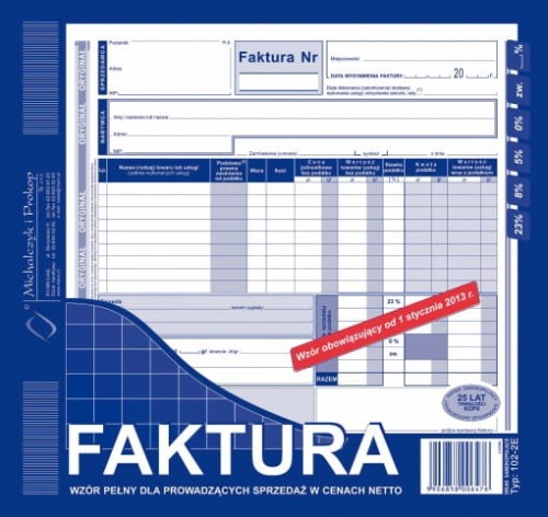 FAKTURA NETTO PEŁNA 2/3 A4 102-2E M&P O+K