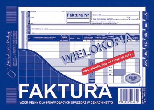 FAKTURA NETTO PEŁNA A5 100-3E M&P WIELOKOPIA