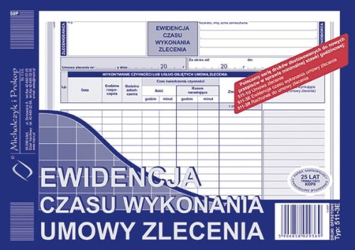 Ewidencja czasu wykonania umowy zlecenia A5 511-3E M&P