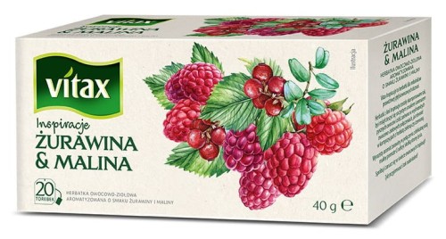 HERBATA VITAX INSPIRATIONS EKSPRESOWA 20 torebek ŻURAWINA & MALINA