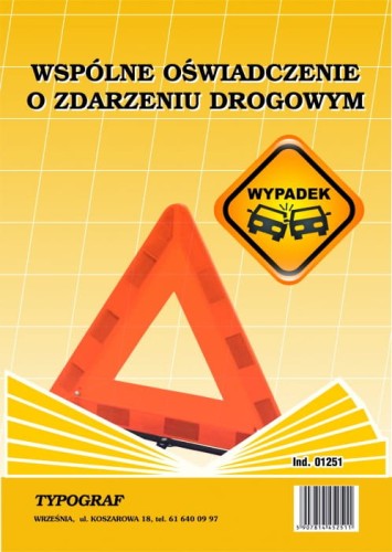 Wspólne oświadczenie o zdarzeniu drogowym A4 01251 TYPOGRAF 1+1/10 kpl.