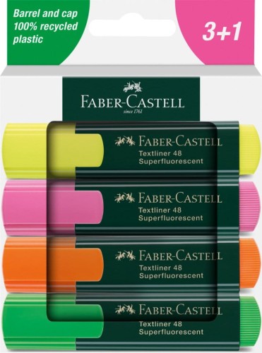 ZAKREŚLACZ KOMPLET 4KOL 1548 NEONOWE 254844 FABER-CASTELL kartonowe opakowanie