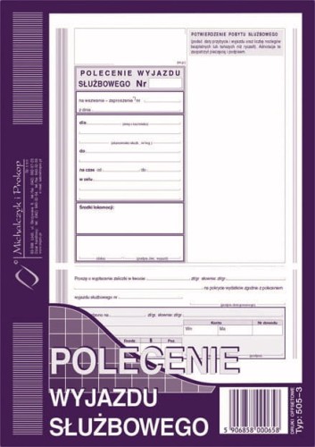 Polecenie wyjazdu służbowego A5 40 kartek offset 505-3 M&P (delegacja)