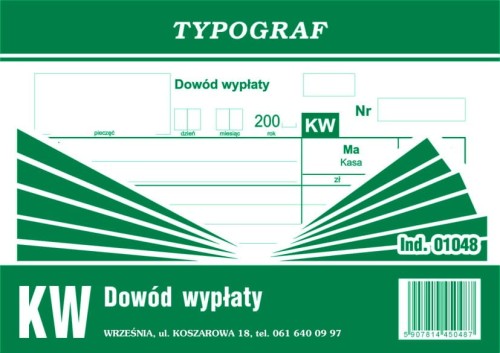 DOWÓD WYPŁATY KW 01048 TYPOGRAF 80K/S