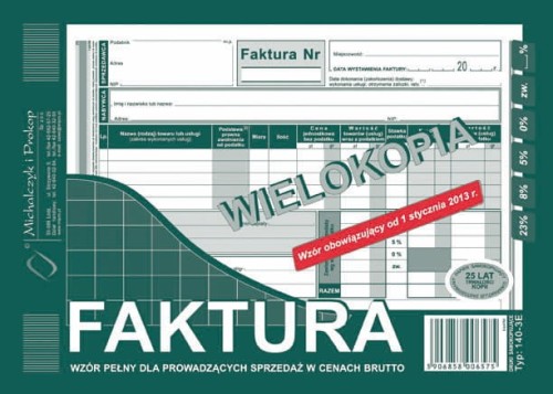 FAKTURA BRUTTO PEŁNA A5 140-3E (POZIOM) /M&P