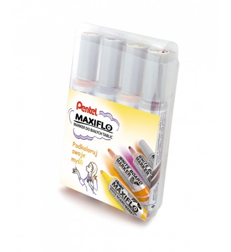 Marker do tablic komplet 4 kolory MWL5M-4WEFGV MAXIFLO PENTEL