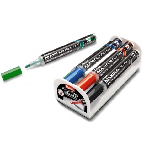 Marker do tablic komplet 4 kolory z gąbką magnetyczną MWL5SBF-ST4ABCDPL PENTELelastyczna końcówka