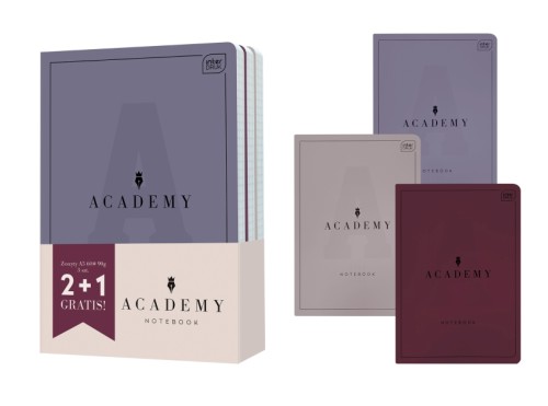 Zeszyt A5 60 kartek w kratkę M 90g ACADEMY (2+1 gratis) INTERDRUK
