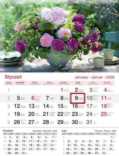 KALENDARZ JEDNODZIELNY KJ04 BUKIET LUCRUM