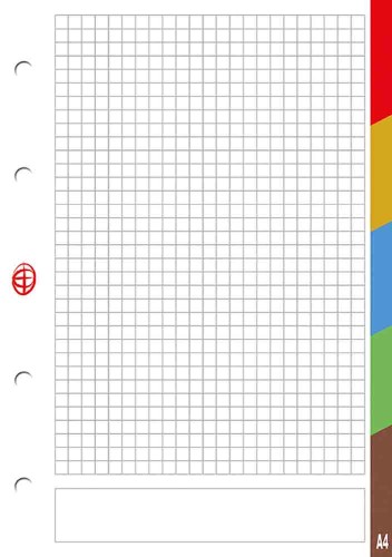 Wkład do segregatora A4 50 kartek kratka z kolorowym registrem LUX INTERDRUK WKDOSEA450REG