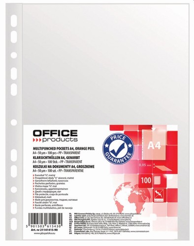 Koszulki A4 100 szt. groszkowe folia 50mic 21141415-90 OFFICE PRODUCTS