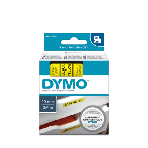 TAŚMA DYMO D1 19MM/7M CZARNA/ŻÓŁTA S0720880 45808