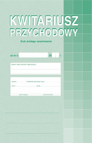 KWITARIUSZ PRZYCHODOWY A4 (30 kartek) 400-1 O+2K  NUMEROWANY M&P