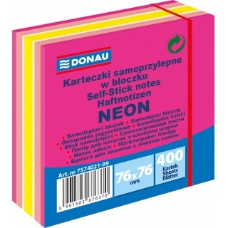 Karteczki samoprzylepne KOSTKA 76X76 neon-pastel 400K różowa 7574021-99 DONAU