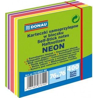 Karteczki samoprzylepne KOSTKA 76X76 neon-pastel 400K zielona 7574031-99 DONAU