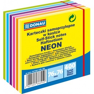 Karteczki samoprzylepne KOSTKA 76X76 neon-BIAŁY 400K 6KOL MIX 7574011PL-99 DONAU