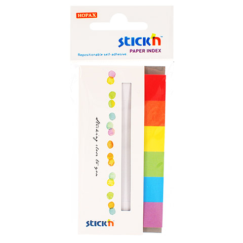 Zakładki indeksujące papierowe 15x45mm 6kol 6x30 kart mix kolorów neonowe 21598 RAINBOW Stickn