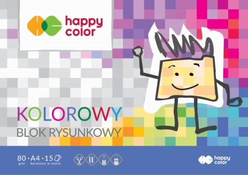 Blok rysunkowy kolorowy A4 15k 80g HA 3708 2030-09 HAPPY COLOR 