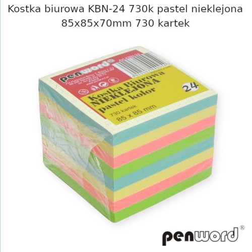 Notes kostka 85x85x70mm nieklejona pastelowe kolory KBN-24 730K PENWORD
