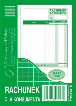 Rachunek A6 dla konsumenta pion 262-5 wielokopia M&P