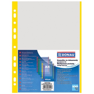 Koszulki A4 100 szt. kolorowy brzeg - żółty przezroczyste 40mic 1774100PL-11 DONAU