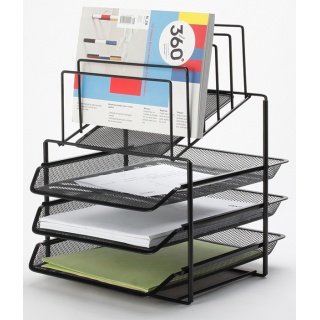 Zestaw na biurko Q-CONNECT Office Set metalowy z sorterem dokumentów 3 szufladki czarny KF17296