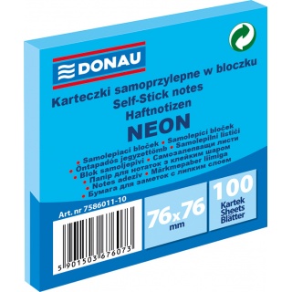 Karteczki samoprzylepne  76X76 7586011-10 neon niebieski DONAU