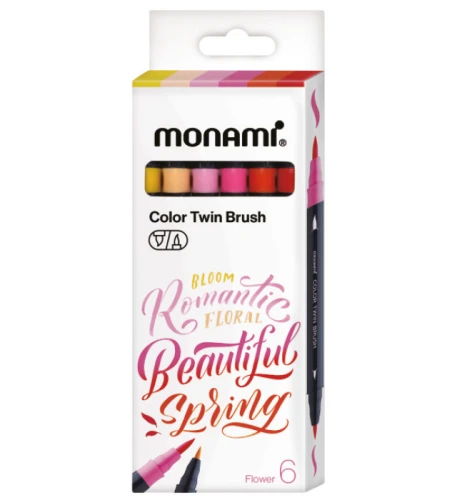 Dwustronne pisaki z końcówkami pędzelkowymi Color Twin Brush 6 kol. FLOWER MonAmi 170-2783