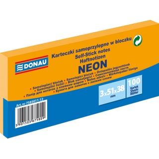 Karteczki samoprzylepne  38X51  /3/ neon pomarańczowy 7585011-12 DONAU