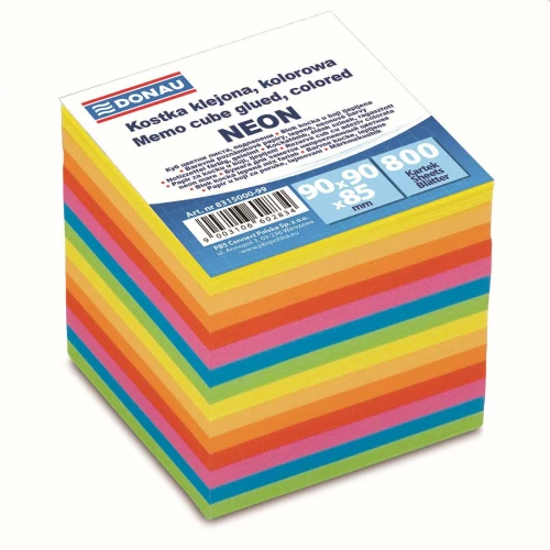 NOTES KOSTKA 90X90X85MM KLEJONA KOLOROWA 8315000-99 DONAU 800 kartek intensywne kolory