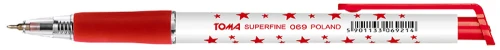 Długopis automatyczny TOMA Superfine 0.5 czerwony gwiazdki TO-06922