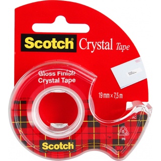 Taśma biurowa SCOTCH® Crystal Clear (6-1975) transparentna 19mm x 7, 5m z podajnikiem 3M-UU005552839