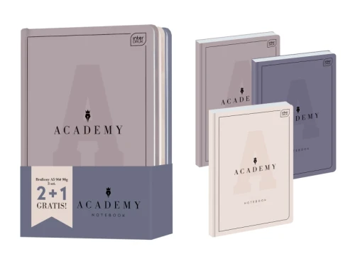 Brulion A5  96 kartek w kratkę M 90g ACADEMY (2+1 gratis) INTERDRUK