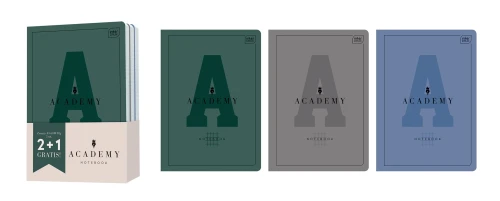 Zeszyt A5 60 kartek w kratkę M 90g ACADEMY Hybrid Deep (2+1 gratis) INTERDRUK