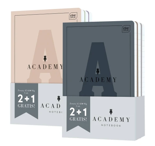 Zeszyt A5 60 kartek w linię M 90g ACADEMY Hybrid (2+1 gratis) INTERDRUK
