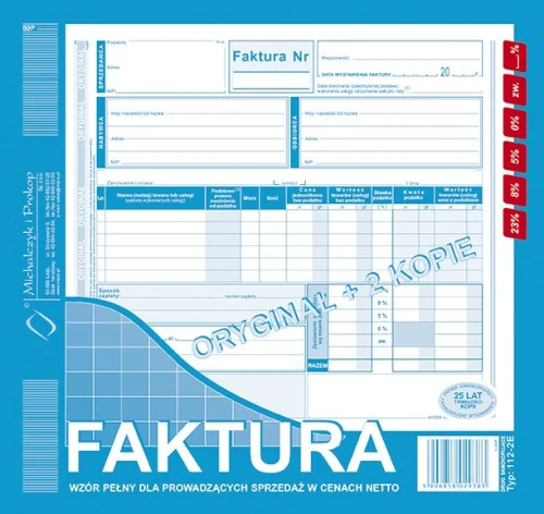 FAKTURA PŁATNIK/ODBIORCA 2/3 A4 NETTO PEŁNA 112-2E O+2K M&P